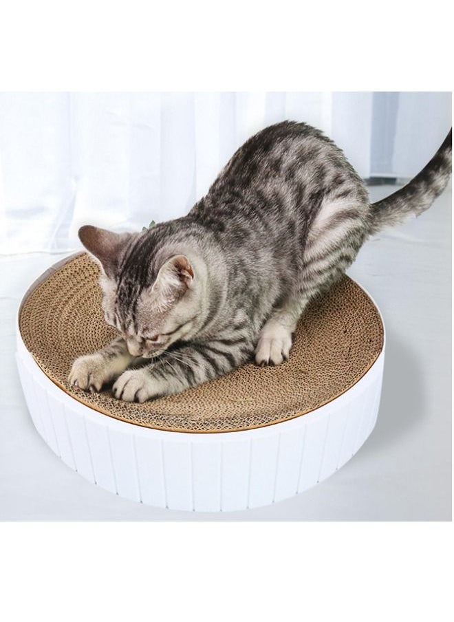 Durable Cat Scratcher for Indoor Cats Cardboard 2in1 Cat Scratching Pad & Lounge - Cat Scratch Couch Bed with Geometric Pattern Modern Design(Round）