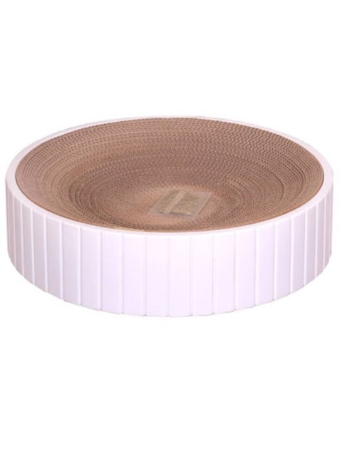 Durable Cat Scratcher for Indoor Cats Cardboard 2in1 Cat Scratching Pad & Lounge - Cat Scratch Couch Bed with Geometric Pattern Modern Design(Round）