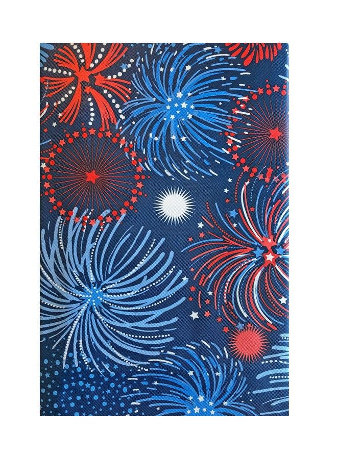 Newbridge Fireworks Celebration Vinyl Flannel Backed Tablecloth Americana Patriotic Red White And Blue Fireworks Indoor/Outdoor Party Tablecloth 52” X 70” Oblong/Rectangle - Image 3