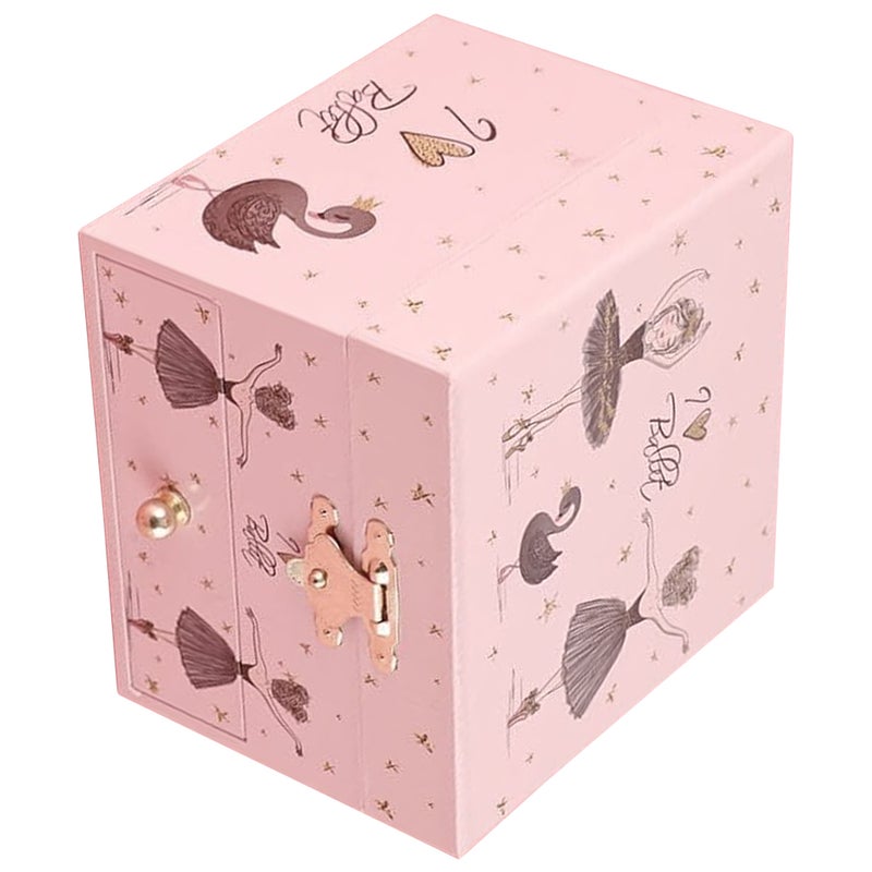 Ballerina Music Jewelry Box with Mirror 4 Inch Swan Double Layer Jewelry Storage Case Organizer with Ballerina for Makeup Accessories - Image 5