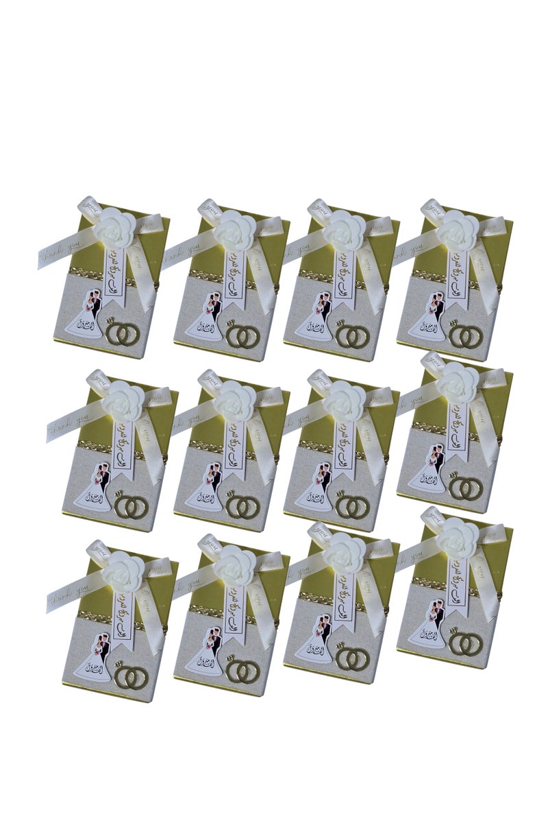 12-piece wedding favor boxes,printed with a bride and groom,for wedding parties,engagement parties,and bridal showers,made of cardboard. - Image 1