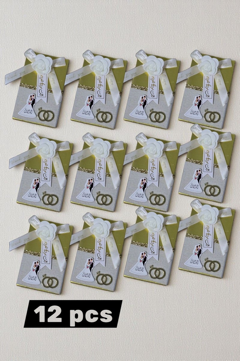 12-piece wedding favor boxes,printed with a bride and groom,for wedding parties,engagement parties,and bridal showers,made of cardboard. - Image 2