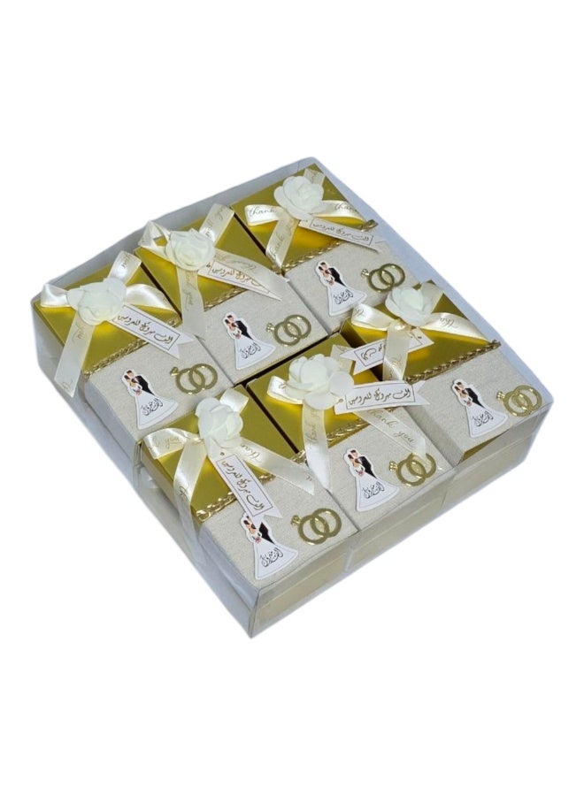 12-piece wedding favor boxes,printed with a bride and groom,for wedding parties,engagement parties,and bridal showers,made of cardboard. - Image 3
