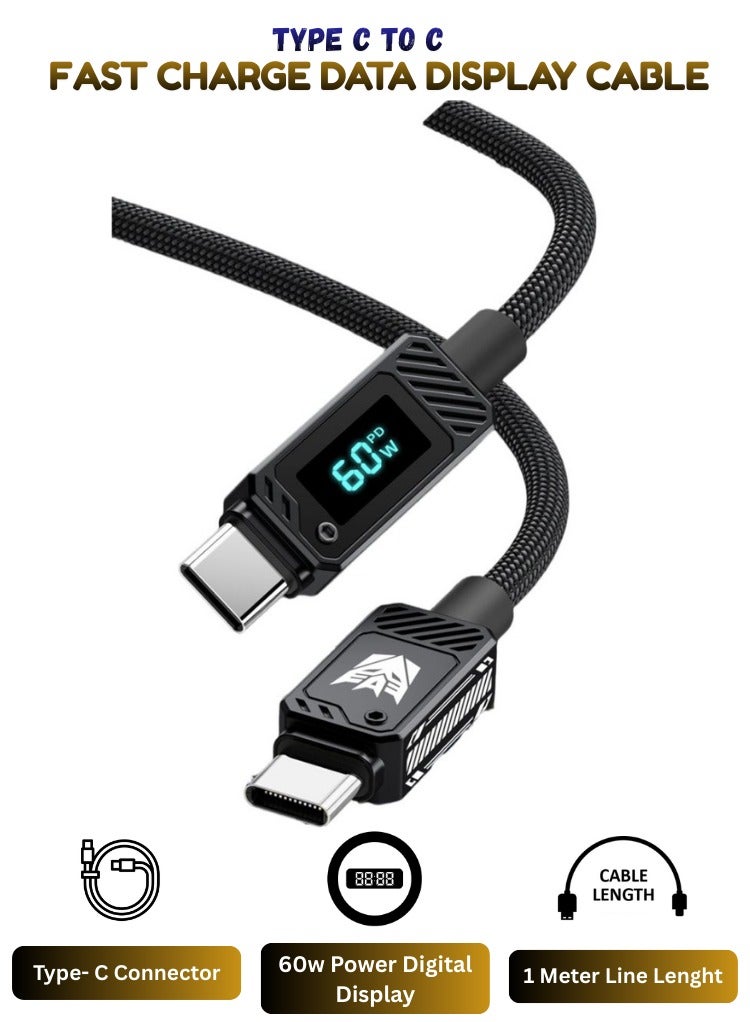 TRANSFORMERS 60W Fast Charging Cable, 1m USB-C to USB-C, High-Speed Power Delivery Cord, Durable Nylon Braided, Tangle-Free Design 1m TF-A18– Bumblebee Edition - Image 2