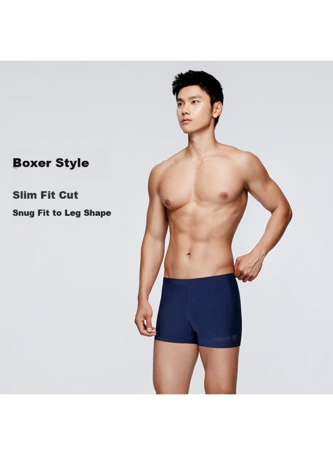 Balneaire Men's Fashion Boxer Swim Trunks Breathable Water-repellent Mesh Lining High Elastic Fit 50265 Cool Black XL