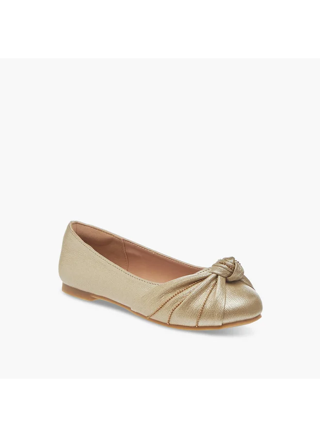 Little Missy Girls Knot Detail Slip-On Ballerina Shoes