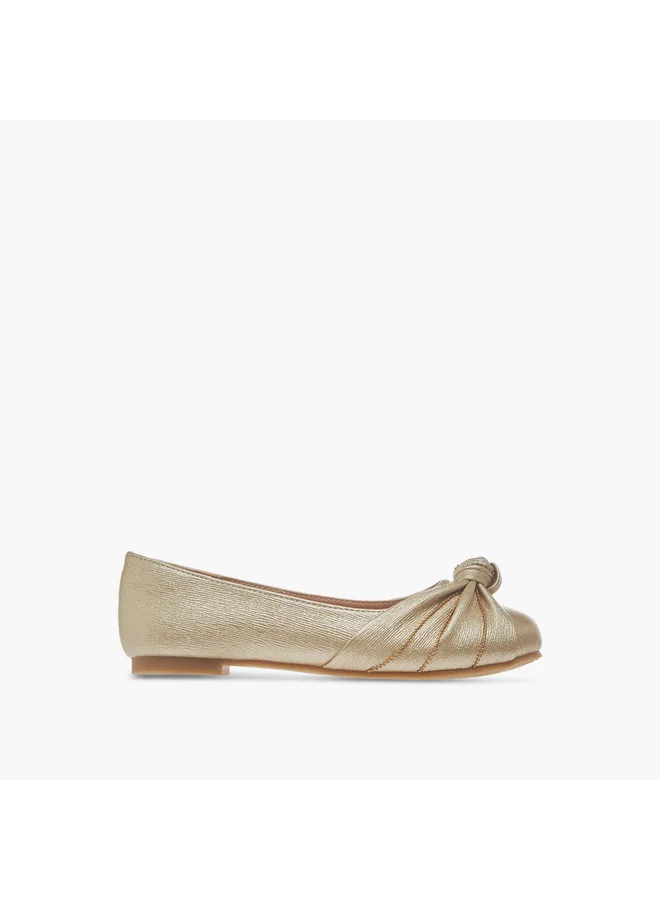Little Missy Girls Knot Detail Slip-On Ballerina Shoes