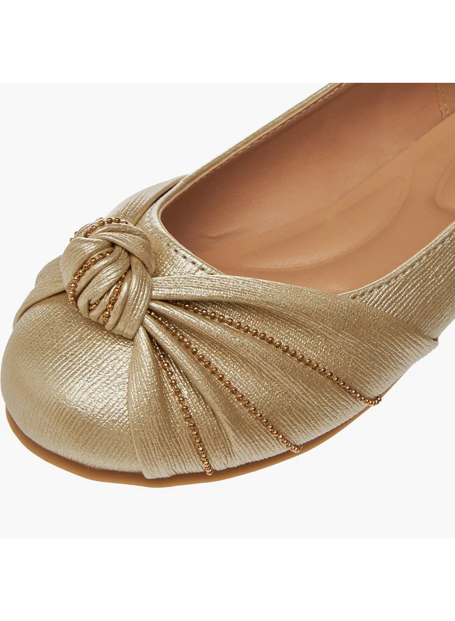 Little Missy Girls Knot Detail Slip-On Ballerina Shoes