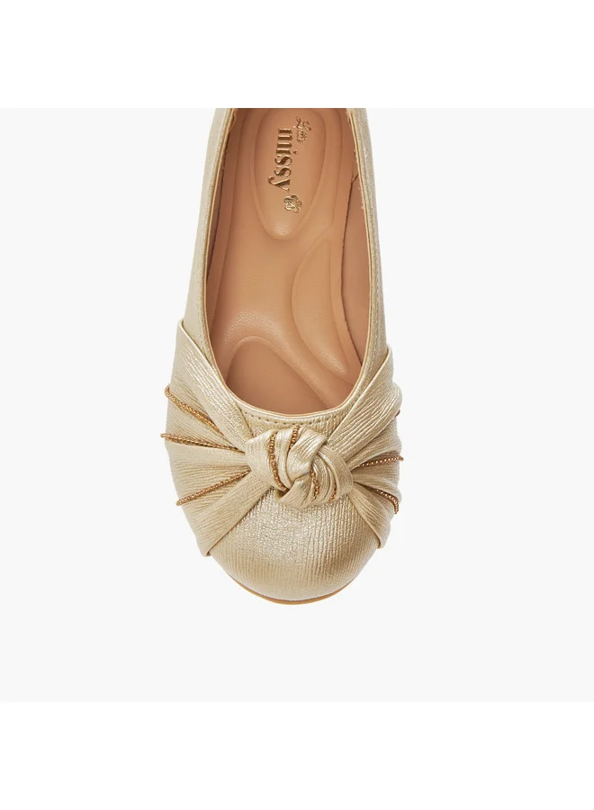 Little Missy Girls Knot Detail Slip-On Ballerina Shoes