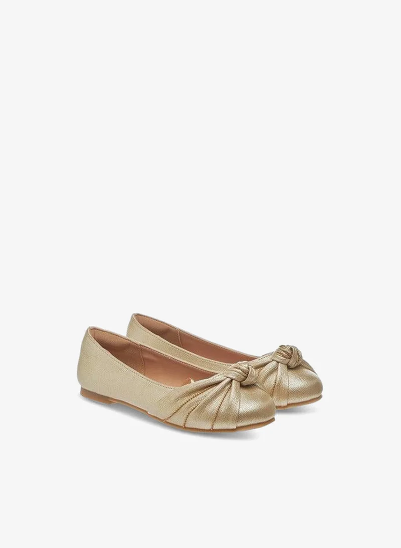 Little Missy GOLD Knot Detail Slip-On Ballerina Shoes for Women | Best Price UAE