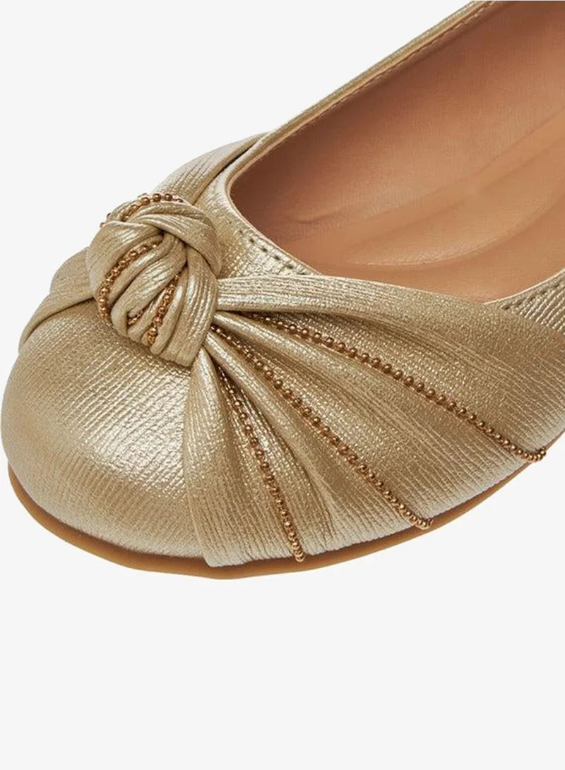 Little Missy GOLD Knot Detail Slip-On Ballerina Shoes for Women | Best Price UAE