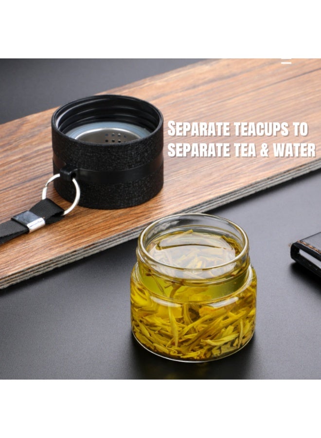 NOVOLAN Tea Infuser Bottle, 450ml Double Wall Glass Separator Bottle with Stainless Steel Filter & Handle, Portable Travel Mug for Loose Leaf Tea, Fruit Infusions, Hot & Cold Water Compatible - Image 4