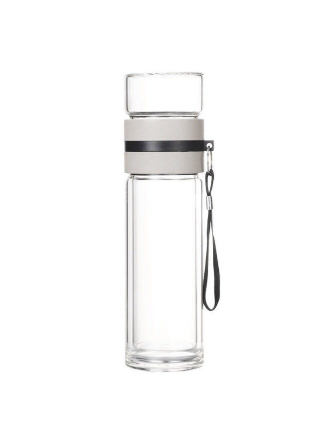 NOVOLAN Tea Infuser Bottle, 450ml Double Wall Glass Separator Bottle with Stainless Steel Filter & Handle, Portable Travel Mug for Loose Leaf Tea, Fruit Infusions, Hot & Cold Water Compatible - Image 2