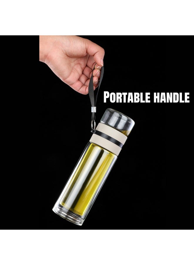 NOVOLAN Tea Infuser Bottle, 450ml Double Wall Glass Separator Bottle with Stainless Steel Filter & Handle, Portable Travel Mug for Loose Leaf Tea, Fruit Infusions, Hot & Cold Water Compatible - Image 5