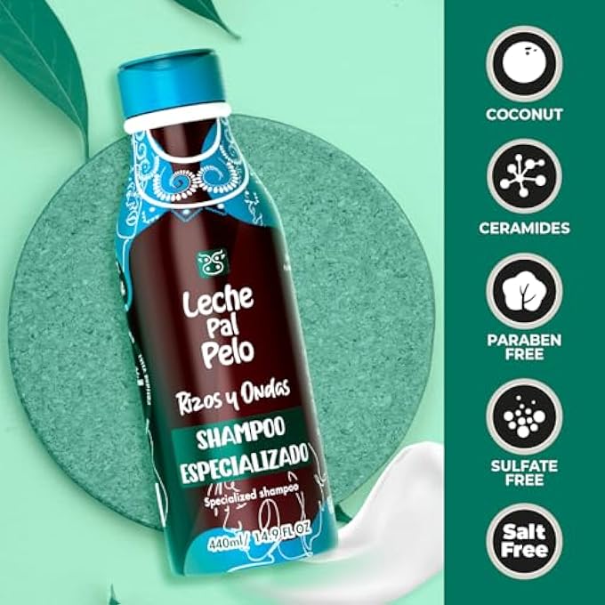 Leche Pal Pelo RIZOS & AFRO FOR DRY AND DAMAGED HAIR SPECIALIZED SHAMPOO CURLS PARA CABELLO SECO Y MALTRATADO CHAMPU ESPECIALIZADO 14.9OZ-440ML - Image 3