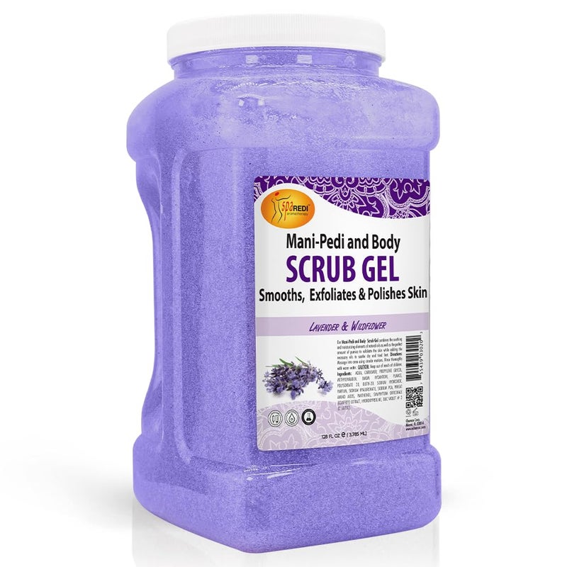 SPA REDI  Exfoliating Scrub Pumice Gel Lavender and Wildflower 128 Oz  Manicure Pedicure and Body Exfoliator Infused with Hyaluronic Acid Amino Acids Panthenol and Comfrey Extract