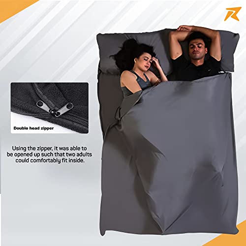 Rocksport Fleece Sleeping Bag Liner for Adults, A Light Weight Compact & Soft Blanket for Indoor and Outdoor Sleepovers l Free Air Pillow & Adventure Pass, Green - Image 4