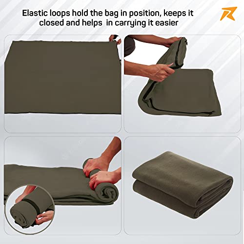 Rocksport Fleece Sleeping Bag Liner for Adults, A Light Weight Compact & Soft Blanket for Indoor and Outdoor Sleepovers l Free Air Pillow & Adventure Pass, Green - Image 5