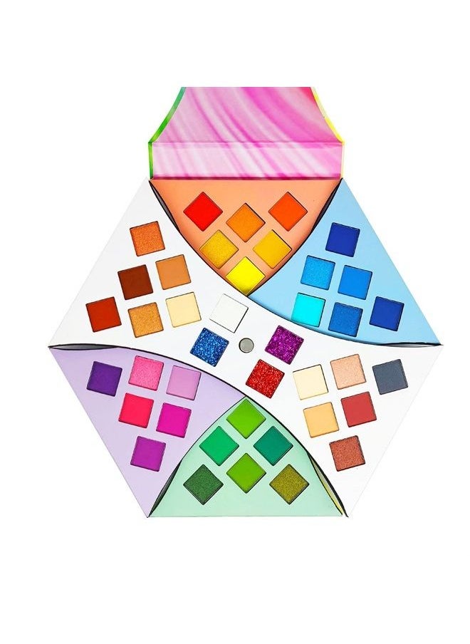 URQT - Rotate Eyeshadow Makeup Pallets - 40 Color Neon Bright Rainbow Colorful High Pigmented Matte Shimmer Glitter Eye Shadow Make Up Palette Gift Set - Image 1