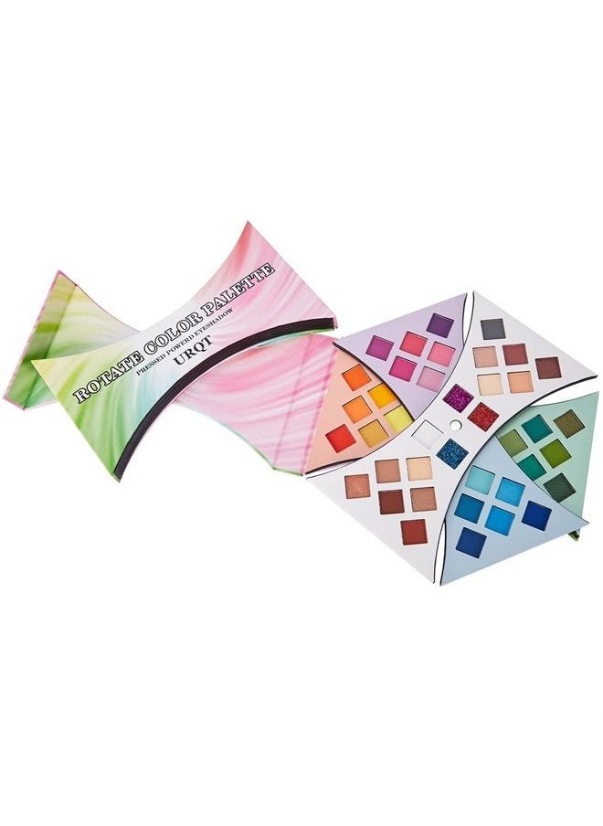 URQT - Rotate Eyeshadow Makeup Pallets - 40 Color Neon Bright Rainbow Colorful High Pigmented Matte Shimmer Glitter Eye Shadow Make Up Palette Gift Set - Image 1