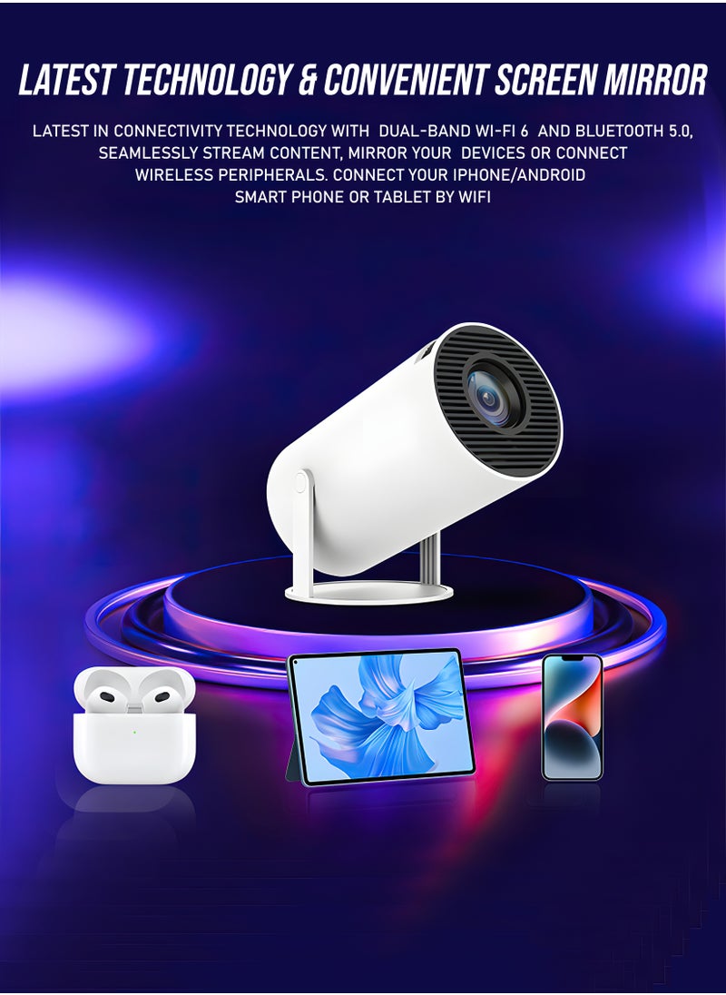 Toshonics - Portable HD Projector - Support 4K - Smart Projector with 5G Dual-band Wifi and Bluetooth 5.0 - Mobile Home Theater - Compatible With Android/iOS/Windows/TV Stick/HDMI/USB - Image 1