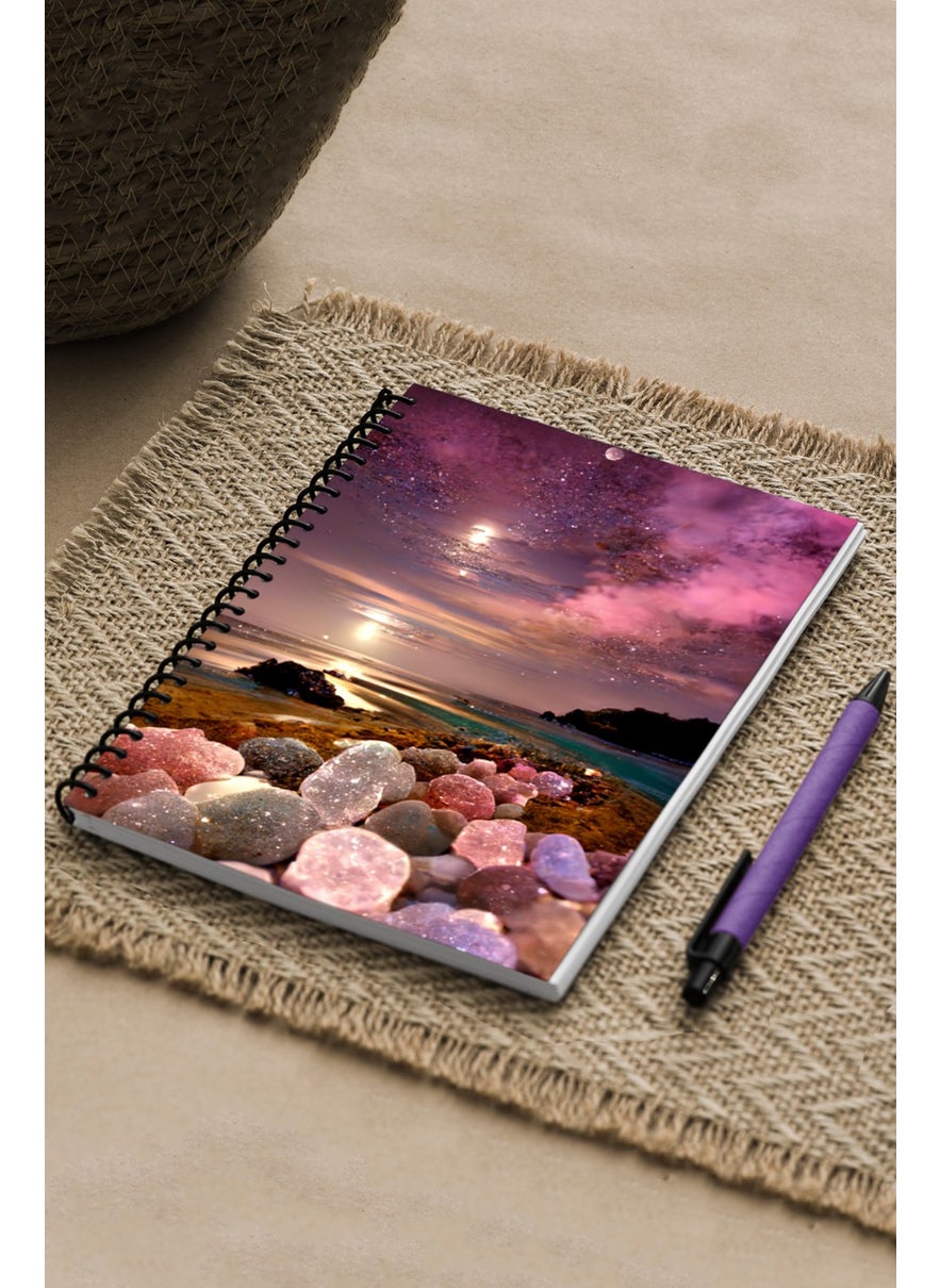 KutuTR - Dreams Beach Pattern Wooden Mdf Cover 100 Pages Square 15X21 Vip Modelist Notebook 80GR/M2 K512 - Image 1