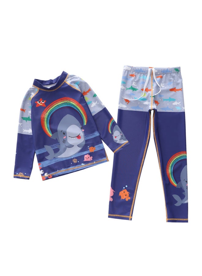 إسكدنيا ملابس سباحة للأولاد قطعة واحدة بأكمام طويلة، قطعتين، ملابس سباحة لركوب الأمواج، صغيرة ومتوسطة وكبيرة للأولاد - اللون: P2418-11XY Lucky Halo-Size: 2XL (110-120 سم، 19.50 كجم - 23.50 كجم) - Image 1