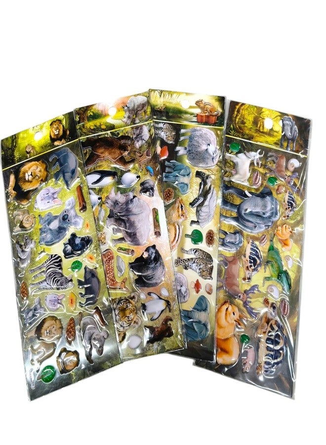 PROBABE Wild Animal 3D Puffy Plastic Sticker Set for Kids - 4 Sheets of Realistic Jungle Safari Animals Like Lions, Elephants, Zebras & More - Image 2