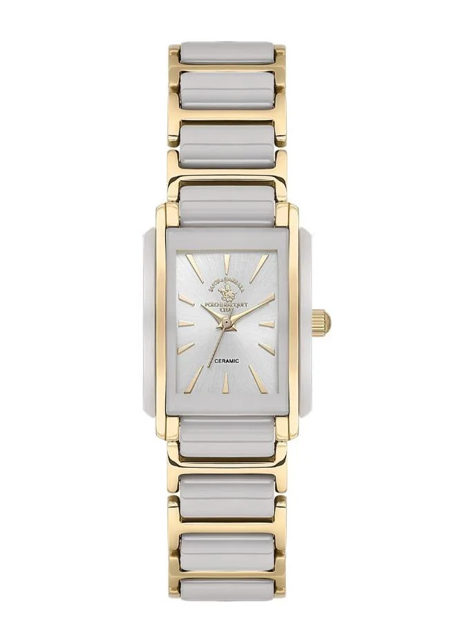 SANTA BARBARA POLO & RACQUET CLUB Santa Barbara Polo & Racquet Club - Noble Women's Watch | Steel and Ceramic Band with Steel Case | Analog | Square Dial | Ceramic | Japanese Quartz | Water Resistance 30 Meters
