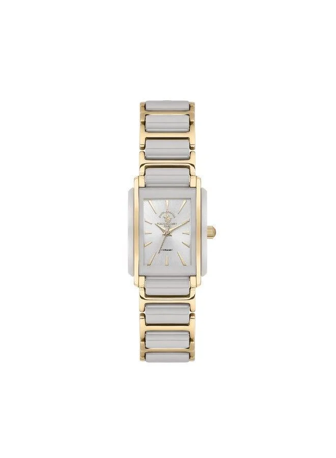 SANTA BARBARA POLO & RACQUET CLUB Santa Barbara Polo & Racquet Club - Noble Women's Watch | Steel and Ceramic Band with Steel Case | Analog | Square Dial | Ceramic | Japanese Quartz | Water Resistance 30 Meters