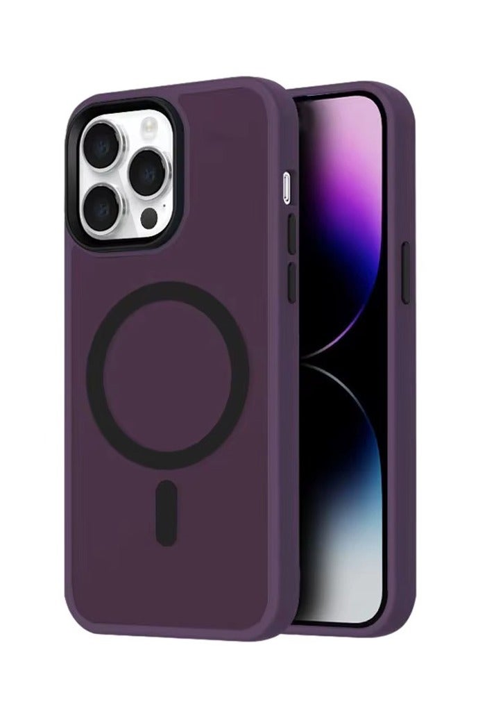 Premium Shockproof MagSafe Case for iPhone 15 Pro Max with raised Camera Frame – Stylish Matte Magnetic Mobile Cover for Men, Women & Youth – Anti-Fingerprint, Camera Protection, Drop Resistant (Purple)
