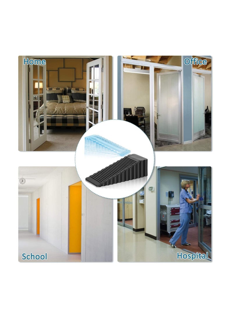 SYOSI 5 Pack Rubber Door Stopper Anti Slip Stop Wedge Security Heavy Duty Door Stopper Works On All Floor Types and Carpet for Home School Hospital Works  - Image 2