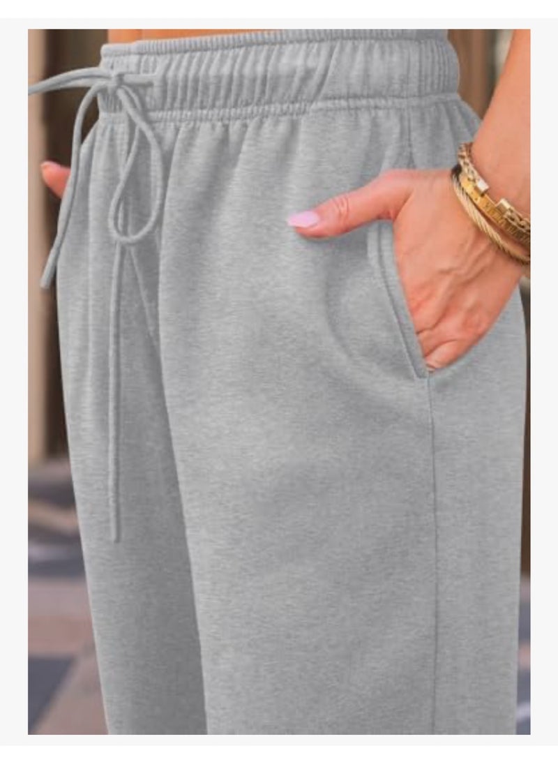 AUTOMET Women’s Fleece Lined Sweatpants, Wide Straight Leg Pants - Image 5
