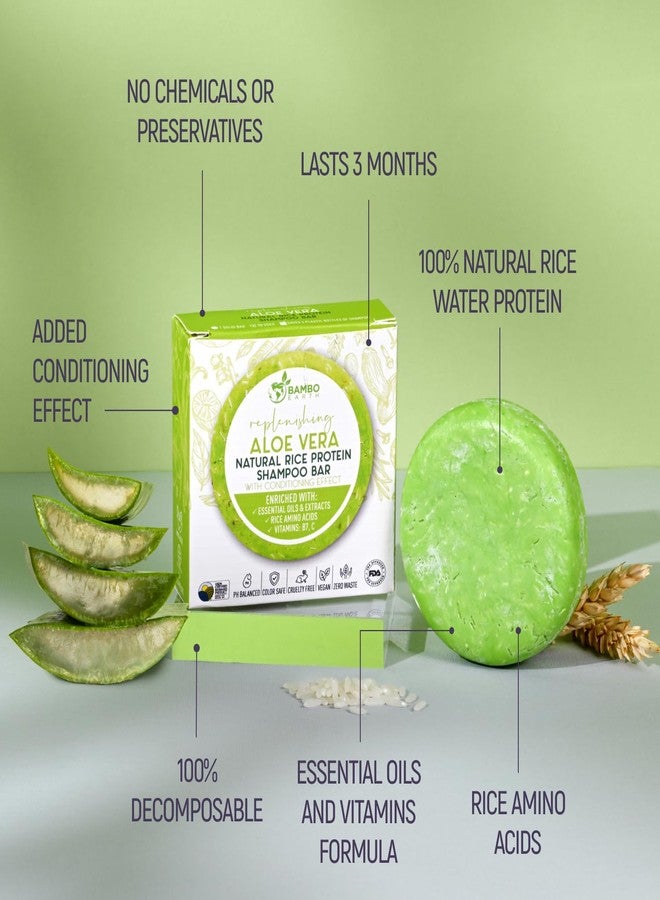 BAMBOEARTH Solid Rice Protein Water Shampoo Bar With Conditioner Effect Hair Soap - Shampoo Bars For Hair With All Natural Plant Based Essential Oils And Zero Waste Packaging (Aloe Vera) - Image 2
