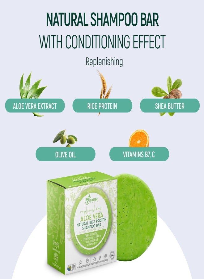 BAMBOEARTH Solid Rice Protein Water Shampoo Bar With Conditioner Effect Hair Soap - Shampoo Bars For Hair With All Natural Plant Based Essential Oils And Zero Waste Packaging (Aloe Vera) - Image 3