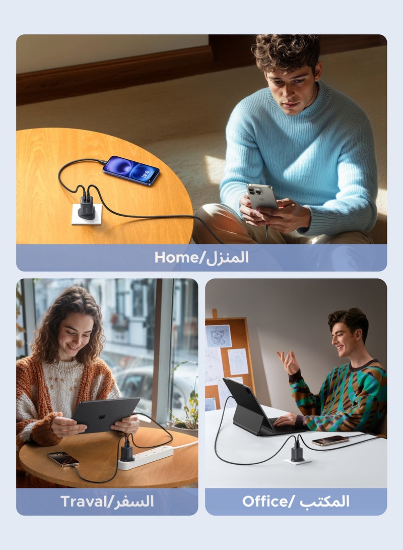 يو جرين شاحن 20 وات GaN يو إس بي تايب سي  ثنائي المنافذ 1C1A شحن سريع محول شاحن آيفون شحن آمن وحجم محمول متوافق مع  آيفون 16 و15 Series تايليت وساعة آبل وسماعات ايربودزو دي جي آي وسامسونج - Image 5