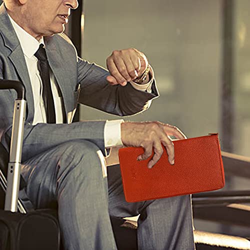 ABYS Genuine Leather Dark Tan Passport & Mobile Pouch | Stylish Travel Waist Bag for Men & Women | Crossbody Neck Pouch | Multiple Passport Holder(IN25) - Image 4