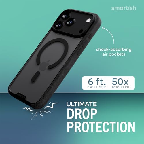 Smartish iPhone 17 Pro Max MagSafe Clear Case Gripmunk Magnetic Slim Case Lightweight Protective AntiYellowing Thin Grip Clear Cover for Apple iPhone 17 Pro Max Clearly Black - Image 3