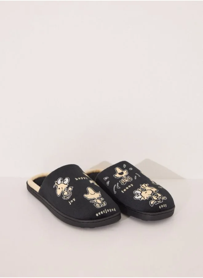 women'secret Snoppy black slippers