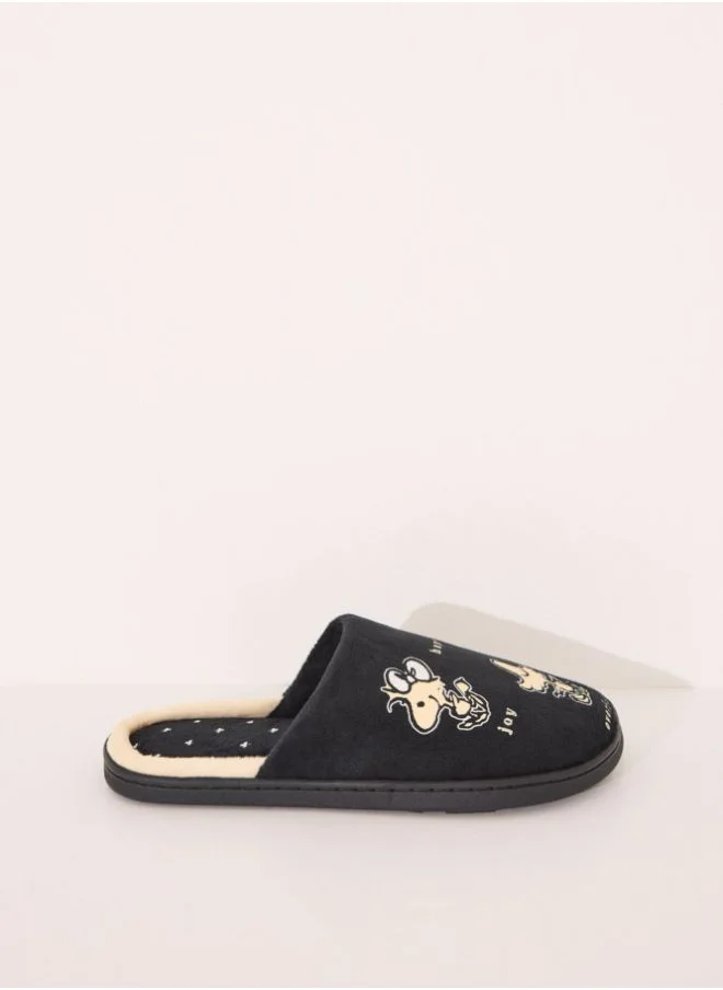 women'secret Snoppy black slippers