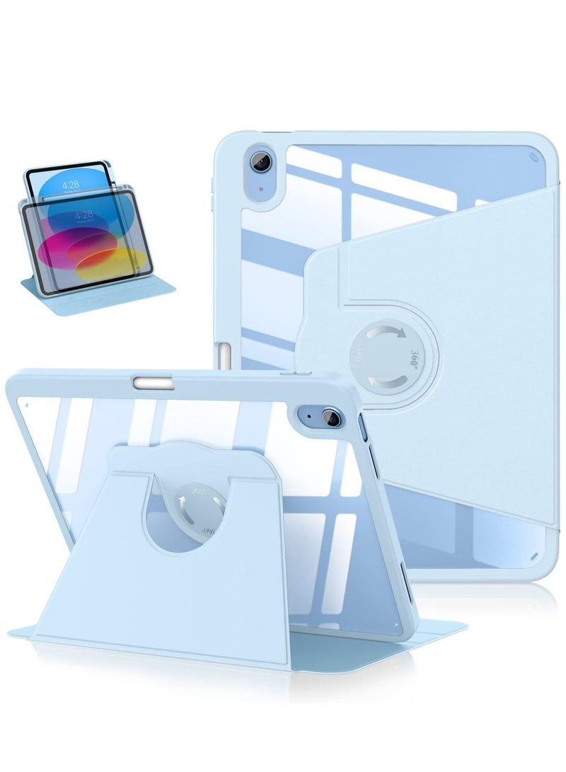 iPad 10th Generation Case 10.9 inch 2022 with 360 Degree Rotate Folio Stand & Clear Back Auto Sleep/Wake Feature Pencil Holder 10.9 inch iPad Case for iPad 10th Gen 2022 Blue
