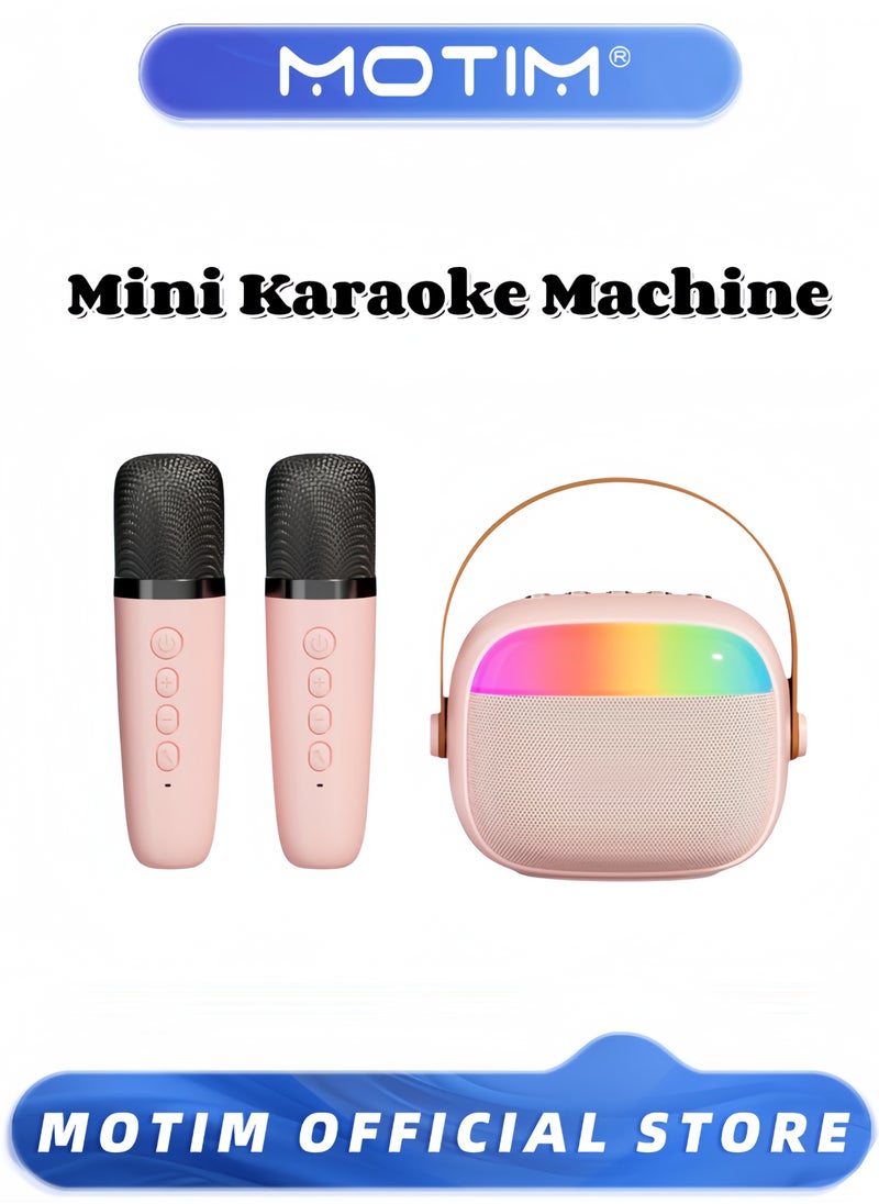Motim - Mini Karaoke Machine Mini Portable Bluetooth Karaoke Speaker with 2 Wireless Microphone and Lights Home Party Karaoke Toys Gifts for Girls Boys - Image 1