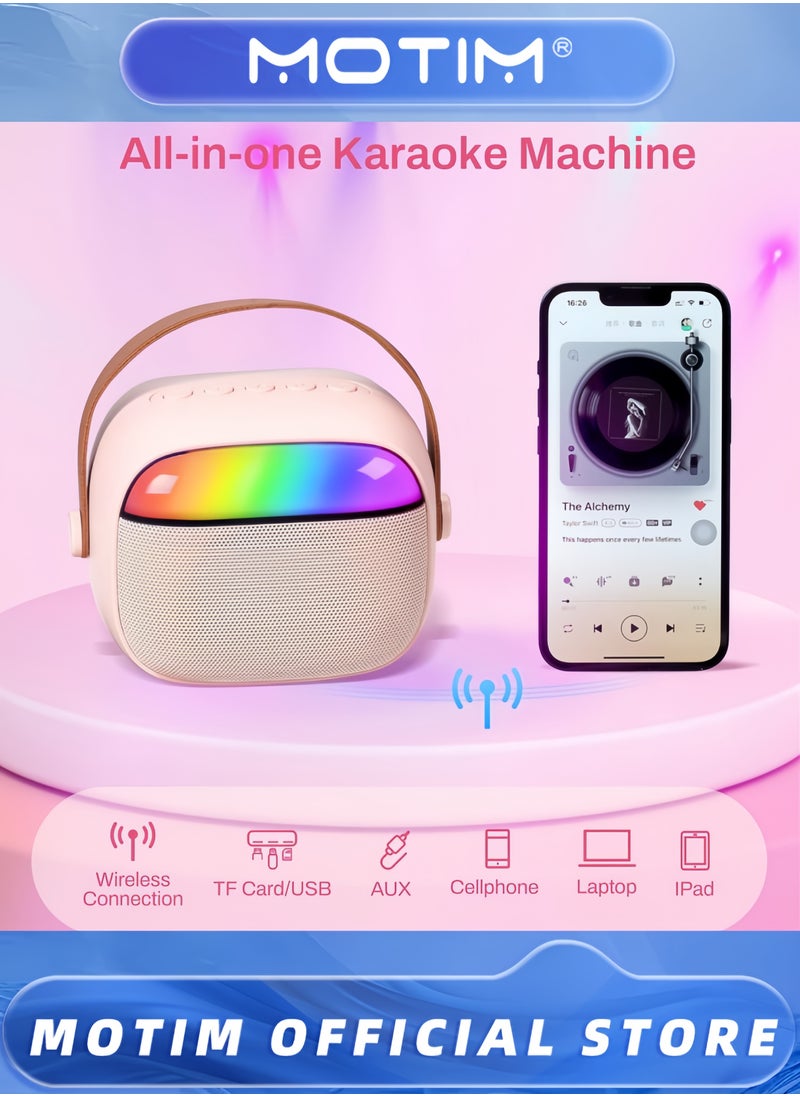 Motim - Mini Karaoke Machine Mini Portable Bluetooth Karaoke Speaker with 2 Wireless Microphone and Lights Home Party Karaoke Toys Gifts for Girls Boys - Image 1