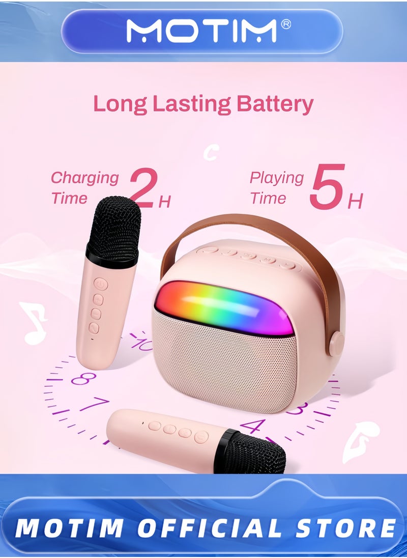 Motim - Mini Karaoke Machine Mini Portable Bluetooth Karaoke Speaker with 2 Wireless Microphone and Lights Home Party Karaoke Toys Gifts for Girls Boys - Image 1
