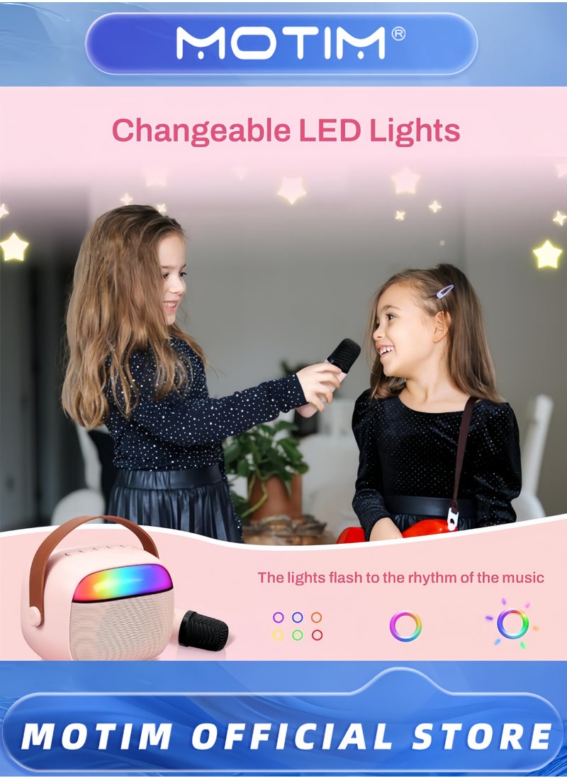 Motim - Mini Karaoke Machine Mini Portable Bluetooth Karaoke Speaker with 2 Wireless Microphone and Lights Home Party Karaoke Toys Gifts for Girls Boys - Image 1