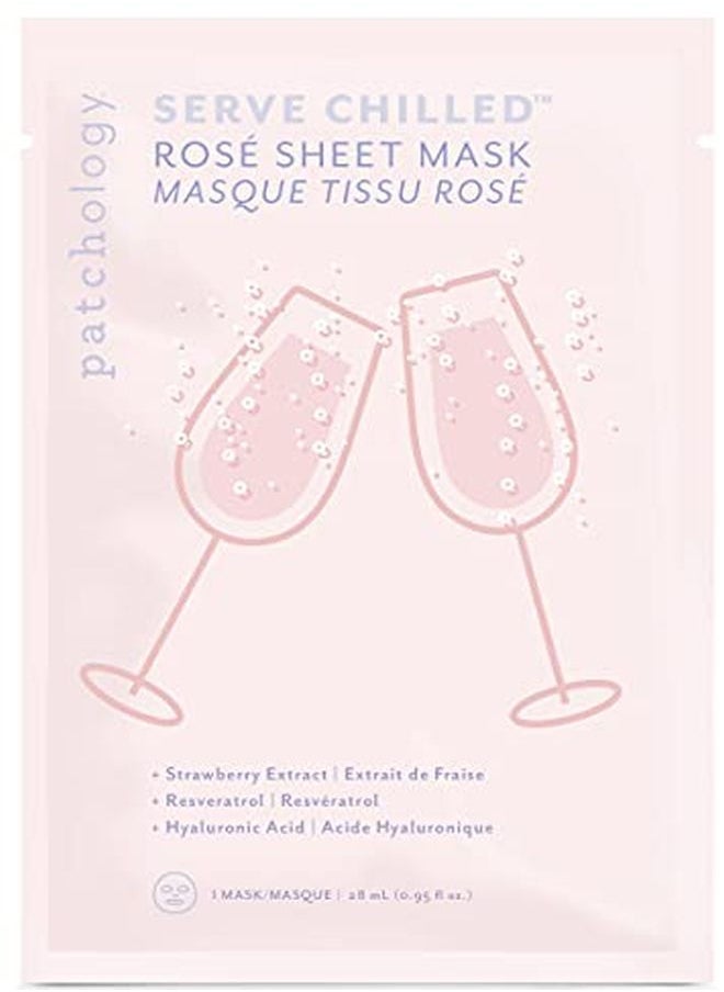 Patchology Serve Chilled Rosé Facial Sheet Mask With Hyaluronic Acid Men And Women Face Masks Skincare Sheet For Moisturizing And Hydrating Skin Best Face Sheets Moisturizer (1 Count)  - Image 1