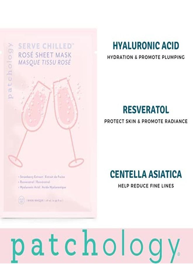 Patchology Serve Chilled Rosé Facial Sheet Mask With Hyaluronic Acid Men And Women Face Masks Skincare Sheet For Moisturizing And Hydrating Skin Best Face Sheets Moisturizer (1 Count)  - Image 4