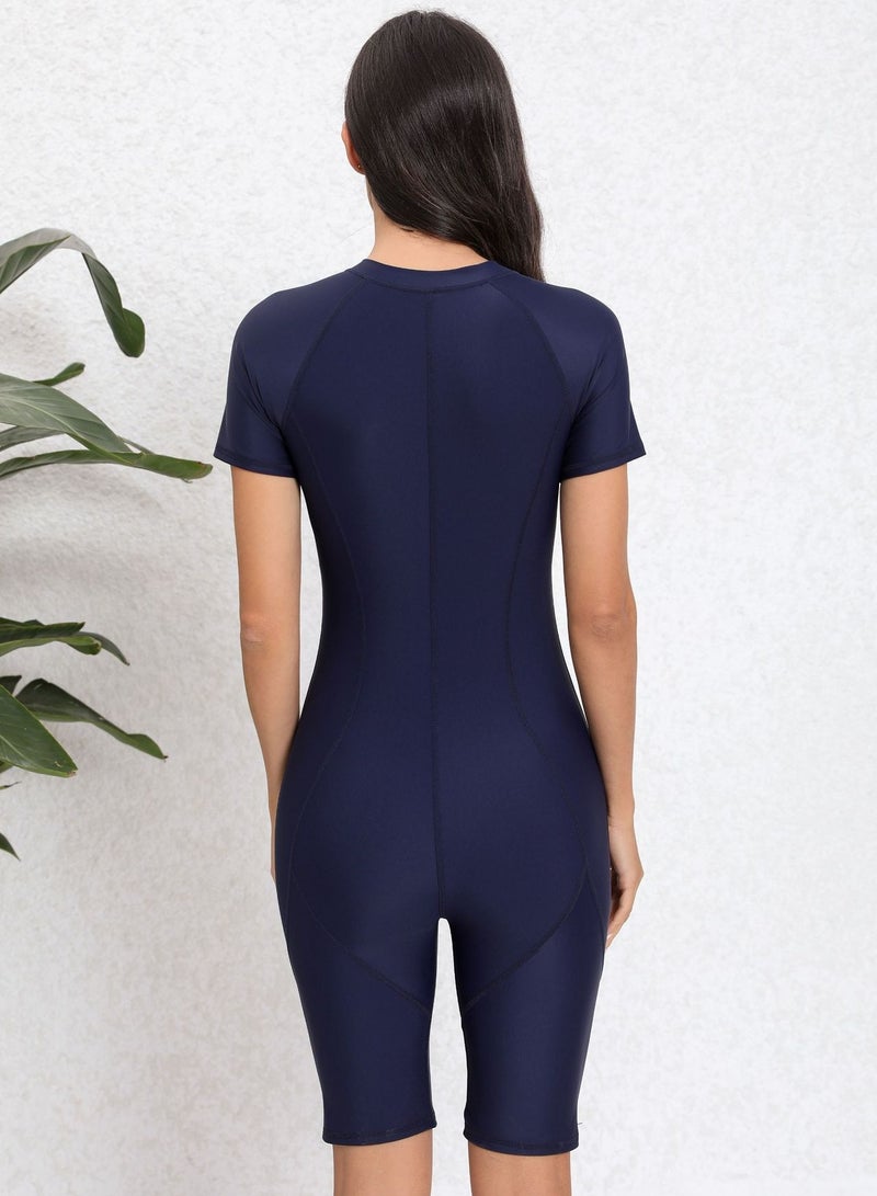 Women's One-piece Short Sleeve Quick Dry Swimsuit|Short Sleeve Sun Protection Swimsuit |Skinny Conservative Quick Dry Sports One-piece Swimsuit for Beach and Pool  - Image 2
