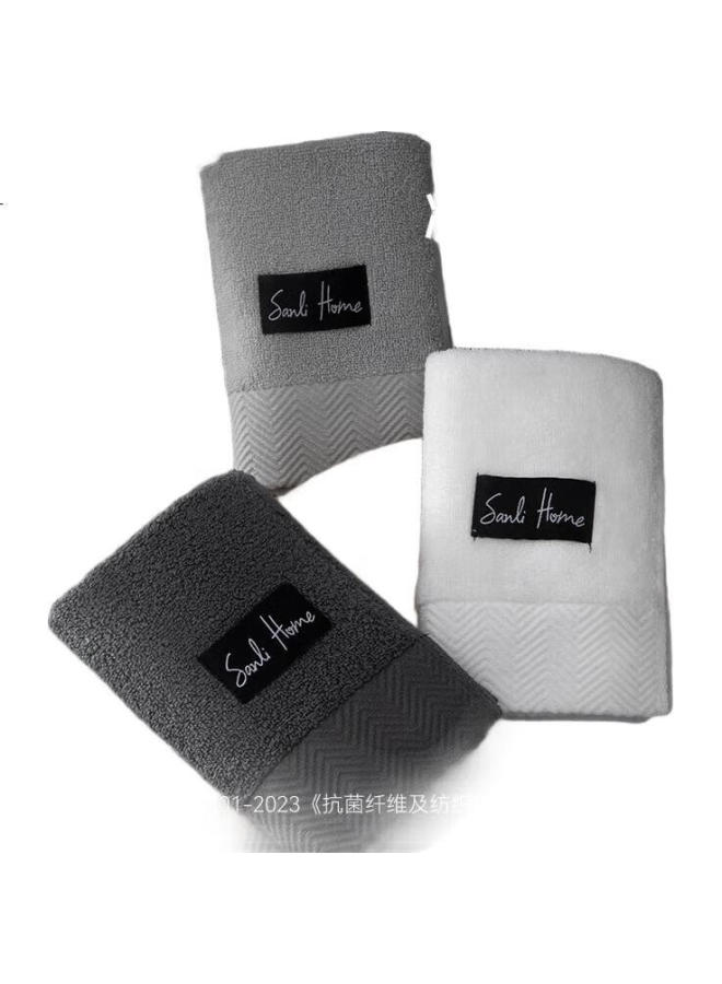 SANLI 7A Antibacterial Thickened Towel 100% Cotton Class A Men'S Face Washing Water Absorbing Large Towel Light Grey - Image 2