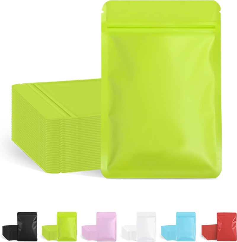 FireKylin 100 Pack Resealable Packaging Bags for Small Business Double-Sided Color Smell Proof Bags for Food Storage Flat Bags (Green, 7.1" x 10.2") - Image 1